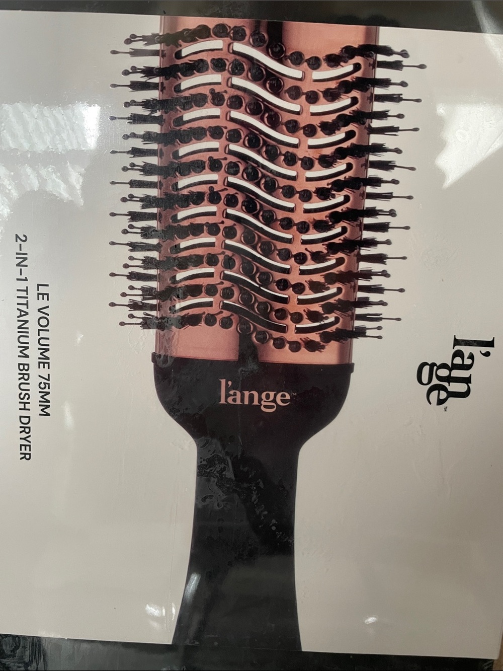 L'ange Rose Gold & Black 2-in-1 Titanium Brush Dryer 75mm New In Box - Picture 2 of 7